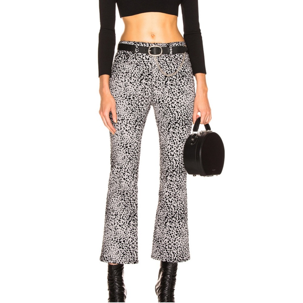 rag & bone Gray and Black Cheetah Print Flare Jeans
